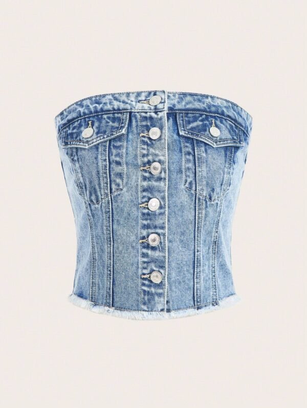 SHEIN MODTop jean ourlet effiloché