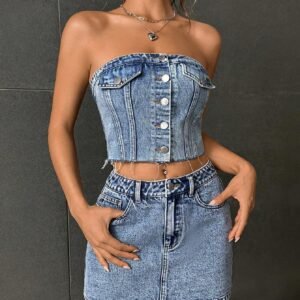 SHEIN EZwear BustierTop jupe jean