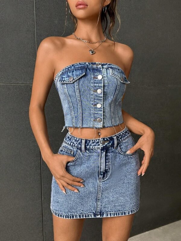 SHEIN EZwear BustierTop jupe jean