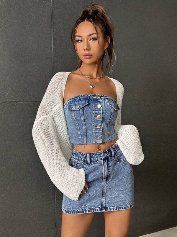 SHEIN EZwear BustierTop jupe jean – Image 3