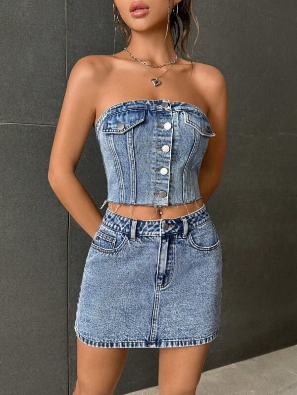 SHEIN EZwear BustierTop jupe jean – Image 6