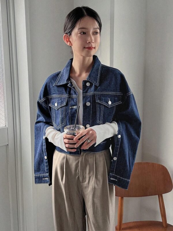 FRIFUL Veste en jean épauleTombante – Image 3