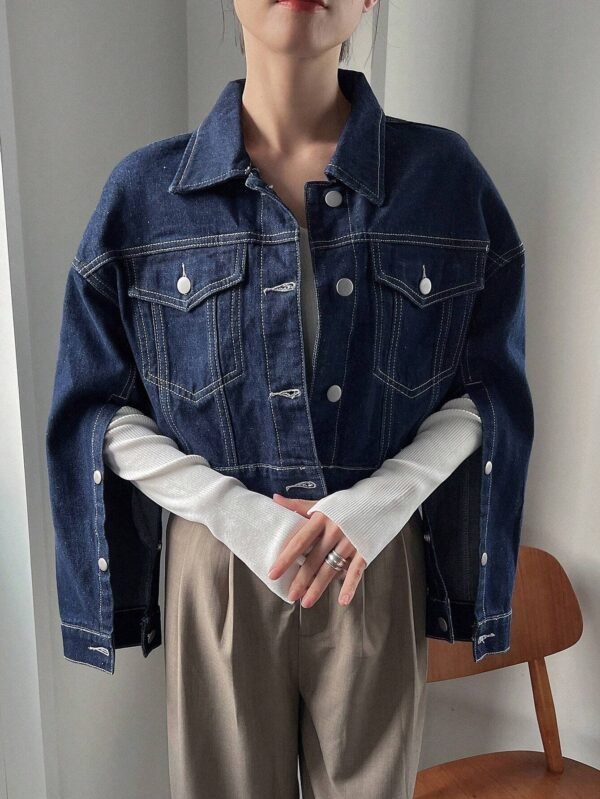 FRIFUL Veste en jean épauleTombante – Image 4