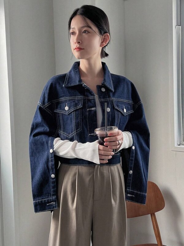 FRIFUL Veste en jean épauleTombante – Image 6