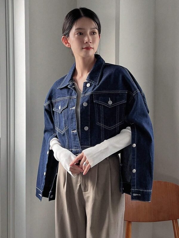 FRIFUL Veste en jean épauleTombante – Image 7