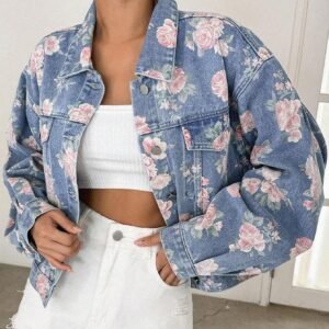 DAZY Veste en jean imprimé floral