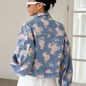 DAZY Veste en jean imprimé floral