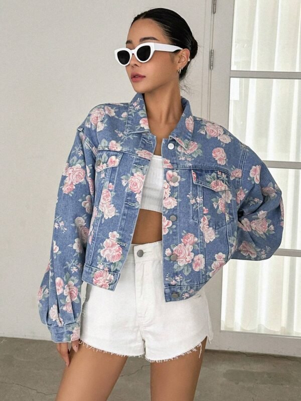 DAZY Veste en jean imprimé floral – Image 3