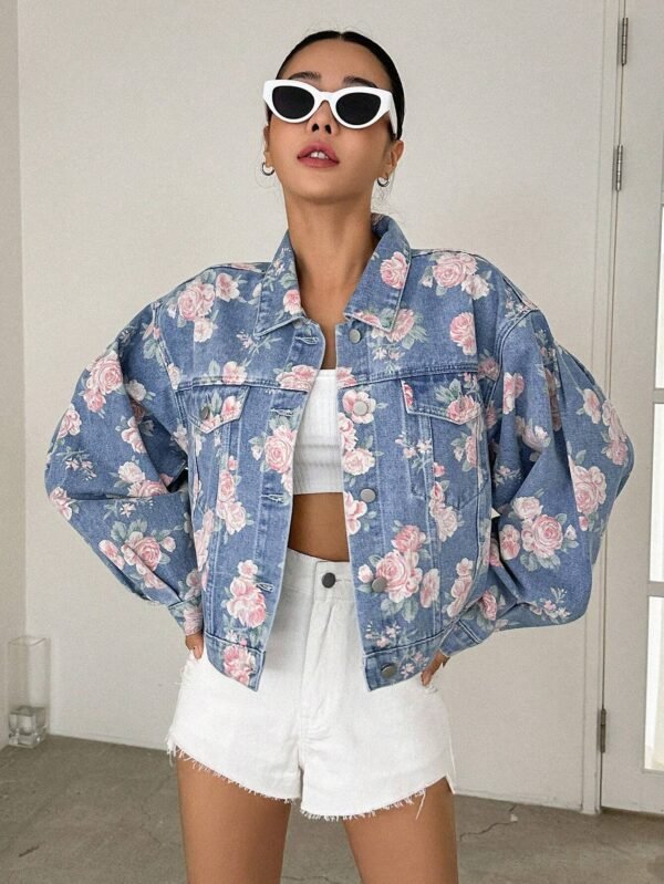 DAZY Veste en jean imprimé floral – Image 4