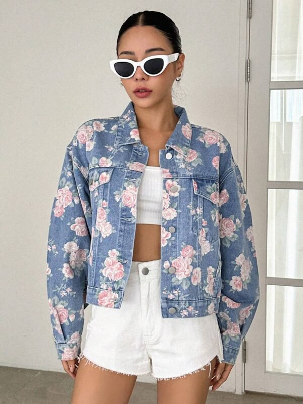 DAZY Veste en jean imprimé floral – Image 5