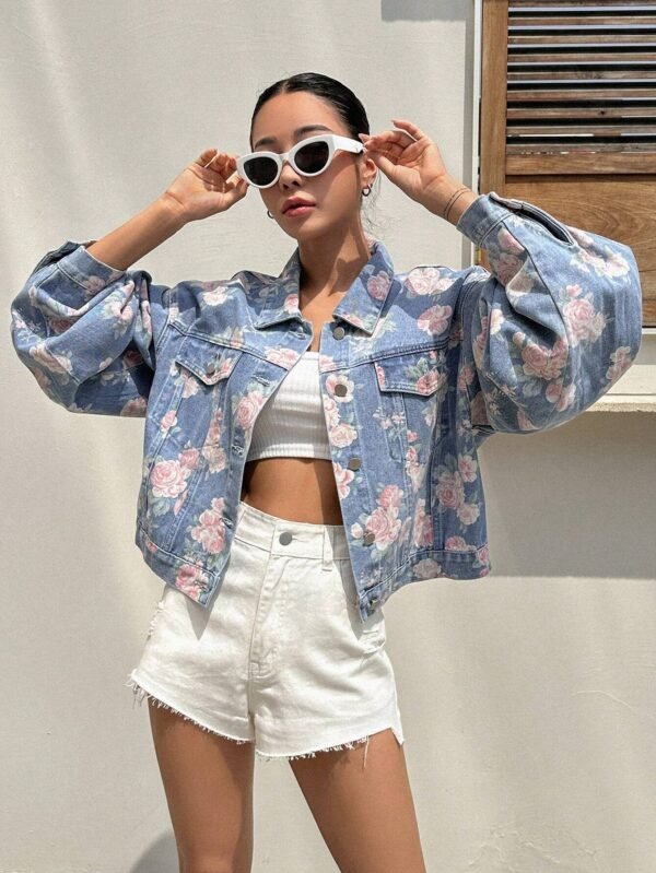 DAZY Veste en jean imprimé floral – Image 6