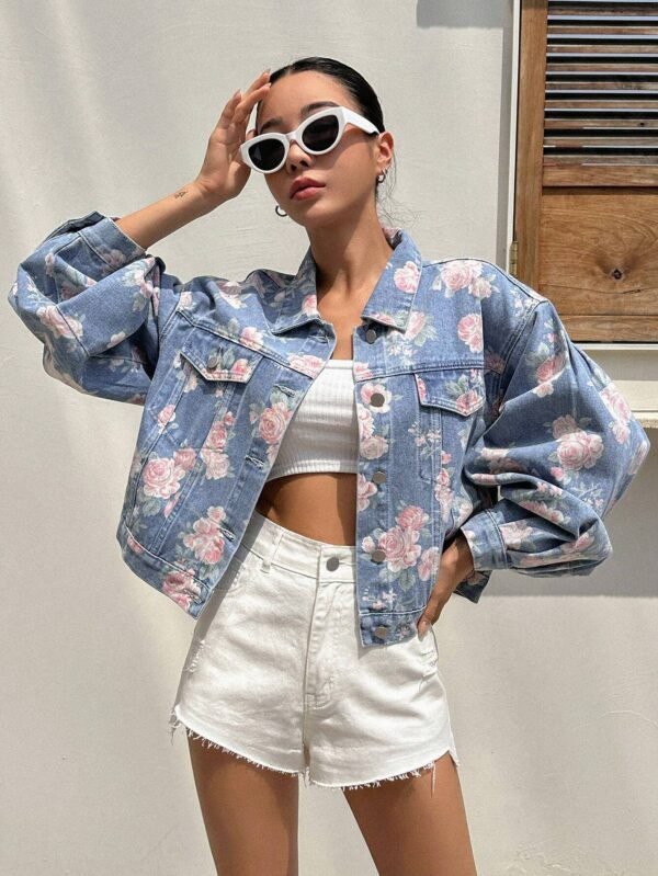 DAZY Veste en jean imprimé floral – Image 7