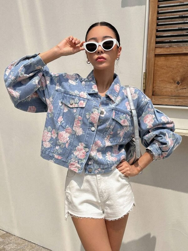 DAZY Veste en jean imprimé floral – Image 8