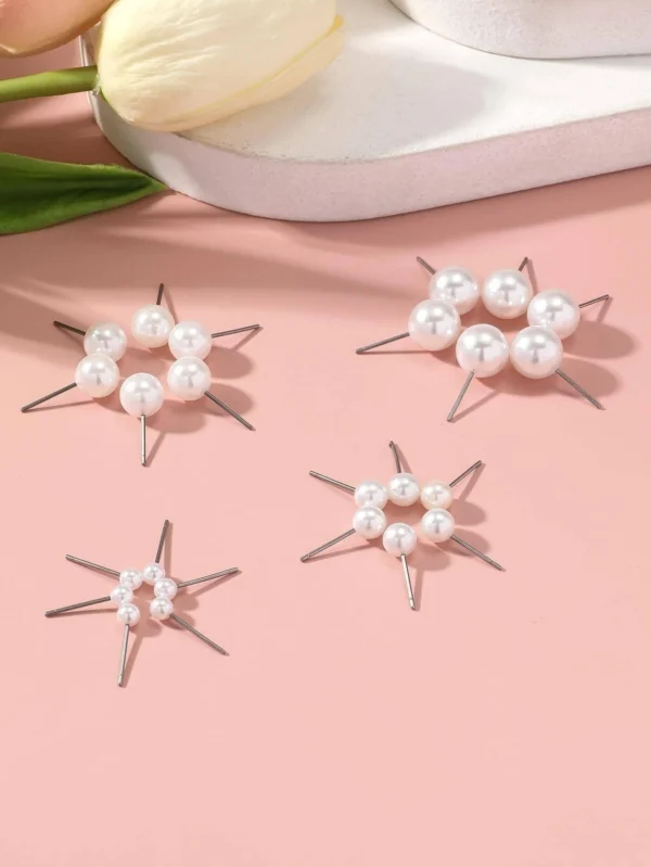 12 Paires/set Boucles D'oreilles À Tête De Perle – Image 4