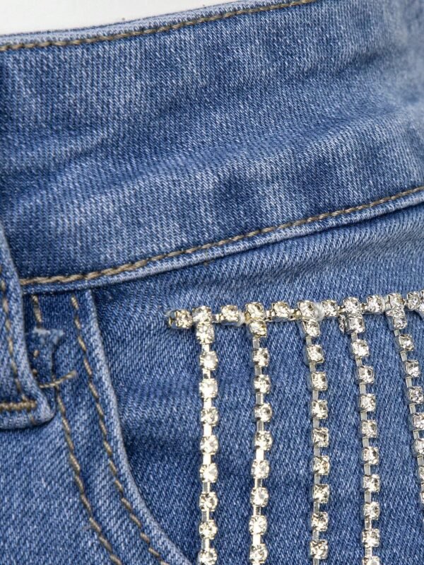 En Jean strass franges bralette jupe – Image 6