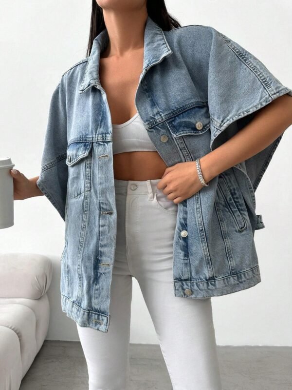 Cottnline Veste en jean manches chauve-souris