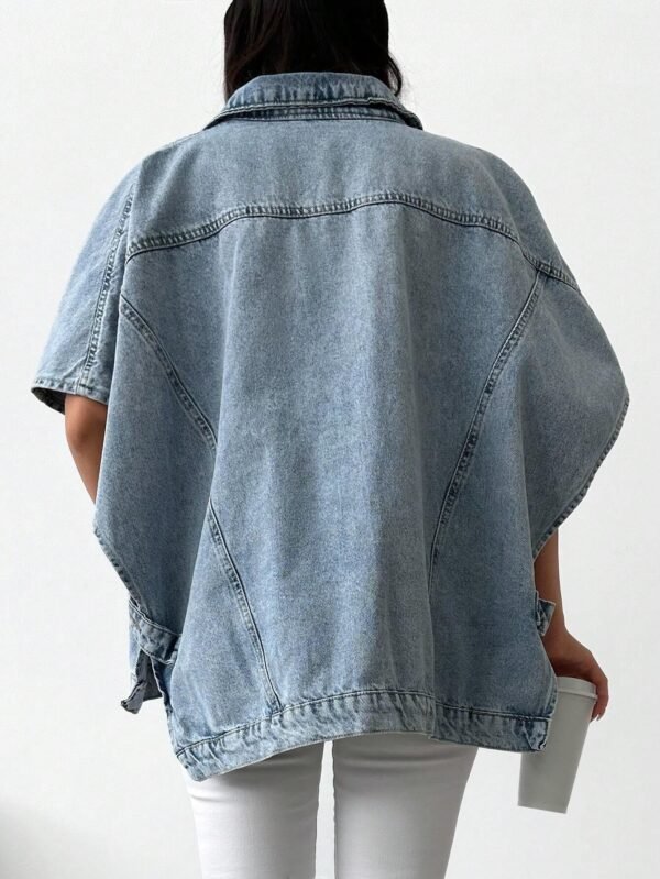 Cottnline Veste en jean manches chauve-souris – Image 2