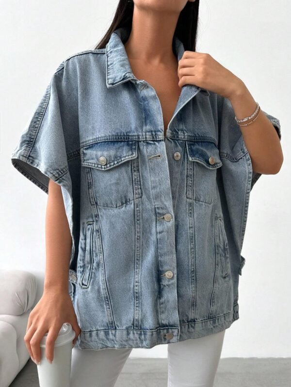 Cottnline Veste en jean manches chauve-souris – Image 5