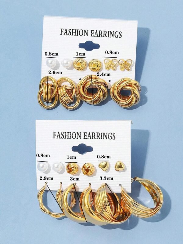11 paires/set Boucles d'oreilles avec faux perles – Image 6