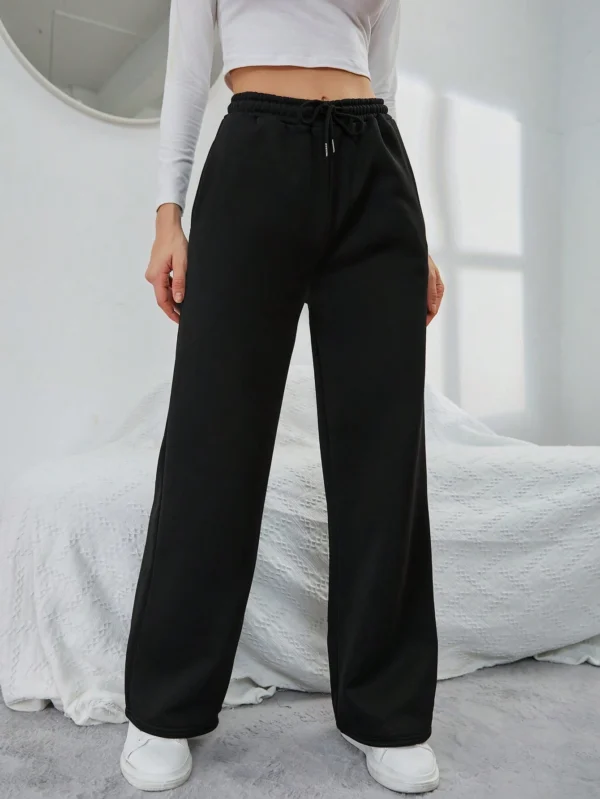 INAWLY Pantalon cordon serrage unicolore