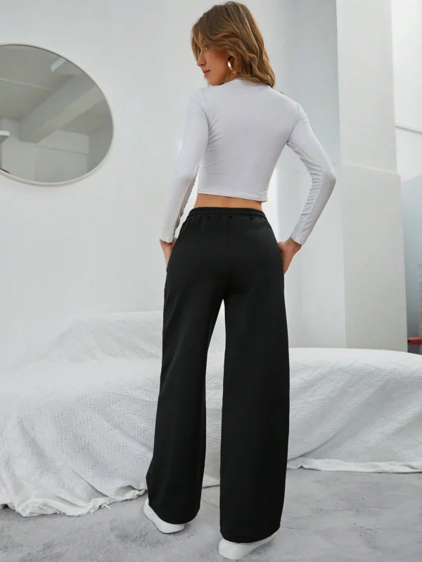 INAWLY Pantalon cordon serrage unicolore – Image 2