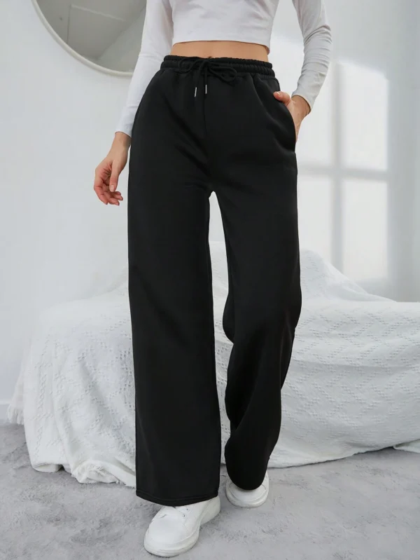 INAWLY Pantalon cordon serrage unicolore – Image 3