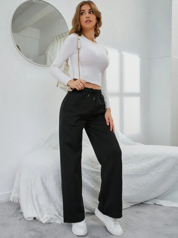INAWLY Pantalon cordon serrage unicolore – Image 6