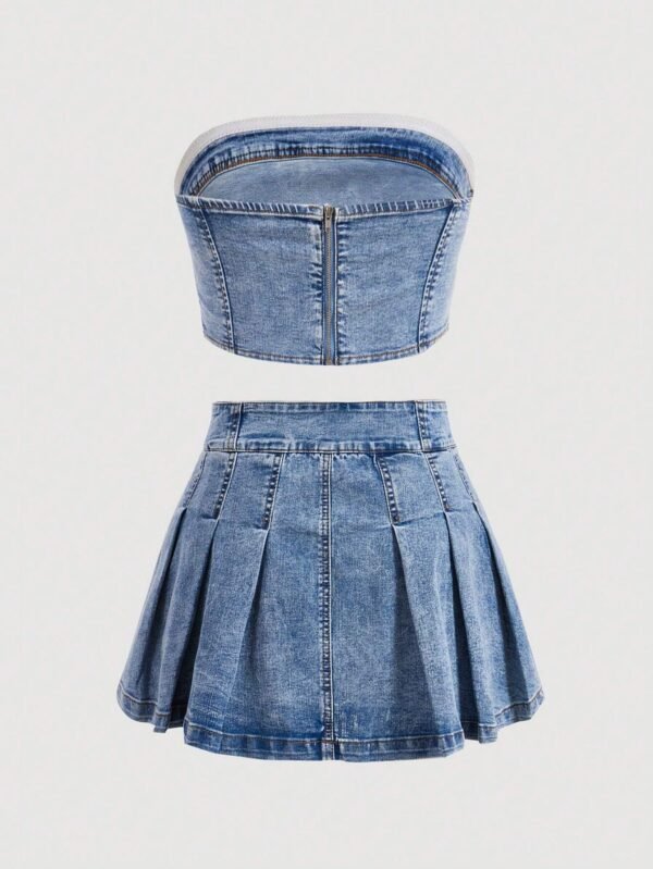 SHEIN MOD Ensemble jupe plissée sans bretelles – Image 2