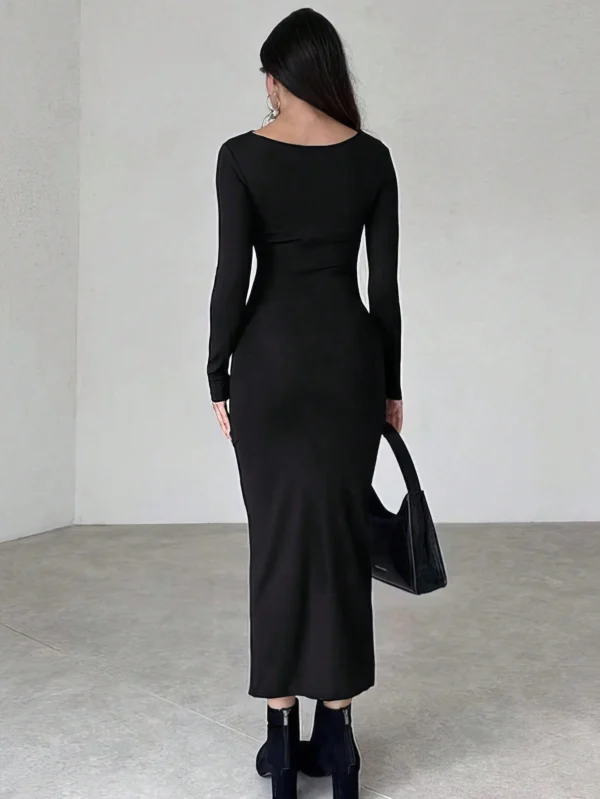 INAWLY Robe Plissée À Col Montant – Image 2