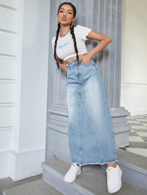 SHEIN EZwear JupeDélavée ourlet effiloché – Image 2