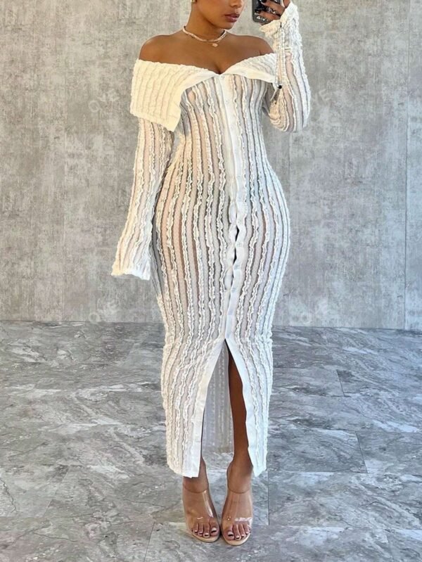 Robe en maille à manches longues et épaules