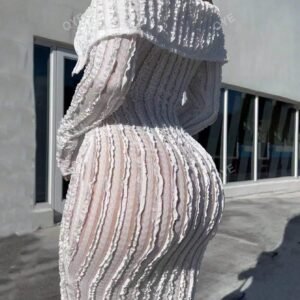 Robe en maille à manches longues et épaules