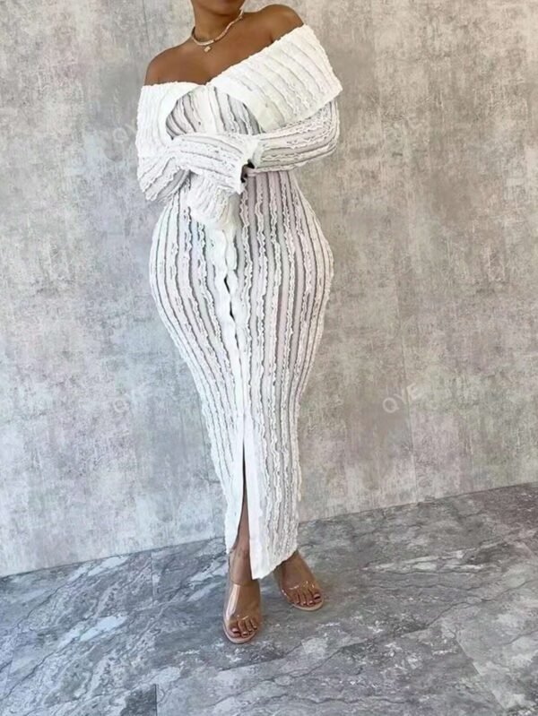 Robe en maille à manches longues et épaules – Image 4
