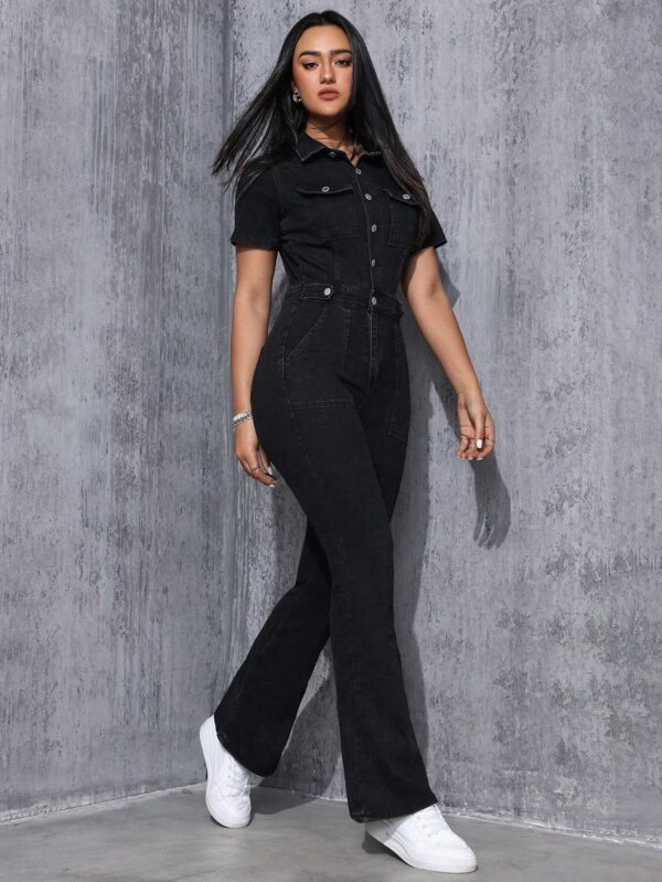SHEIN EZwear Salopette jean jambes évasées