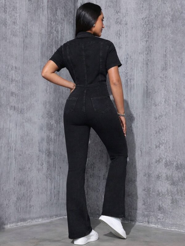 SHEIN EZwear Salopette jean jambes évasées – Image 3