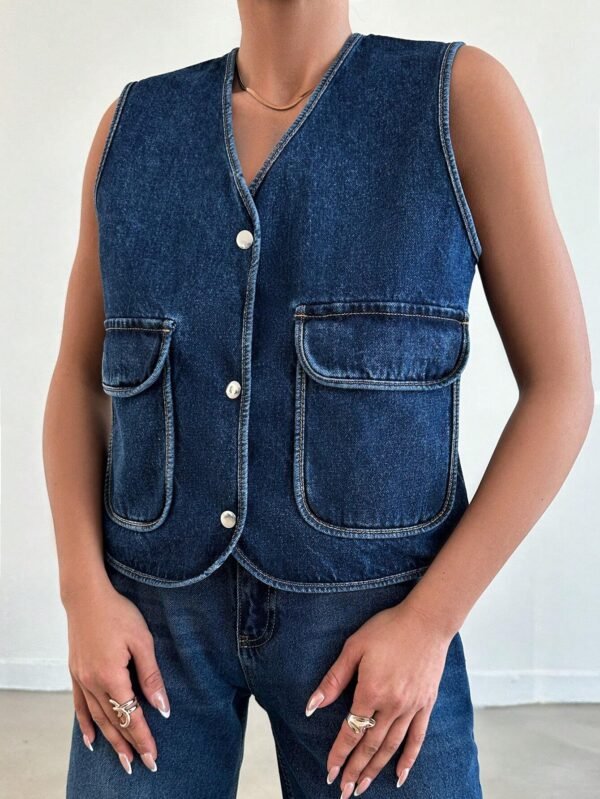 CottnlineDébardeurDenim femmeDécolleté V – Image 5