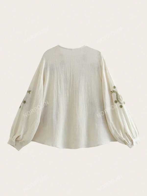 Blouse à manches lanternes et volant – Image 2