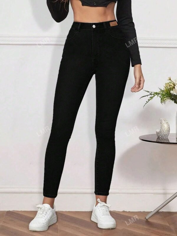Pantalon skinny àTaille haute et coupé