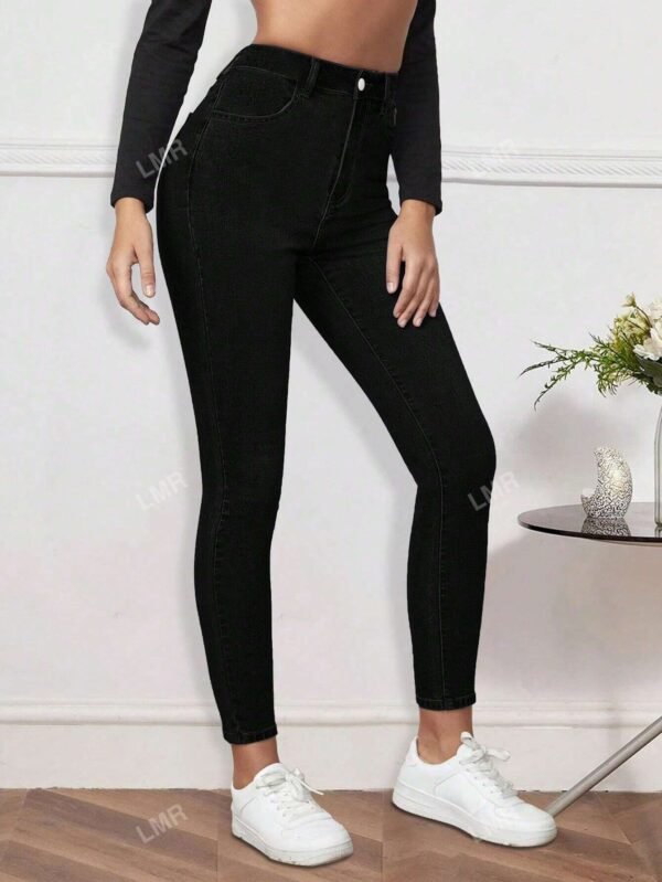 Pantalon skinny àTaille haute et coupé – Image 4