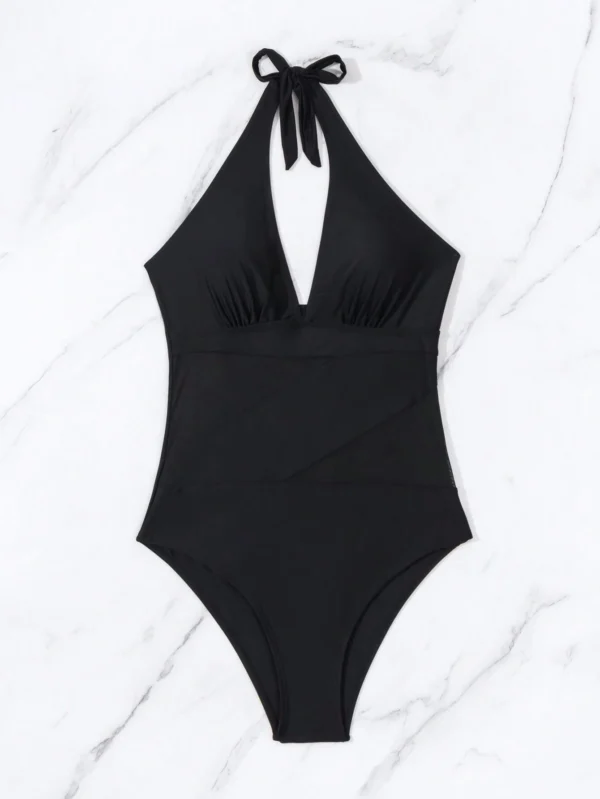 SHEIN Swim Maillot bain col V maille halter – Image 4