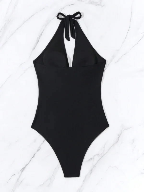 SHEIN Swim Maillot bain col V maille halter – Image 5