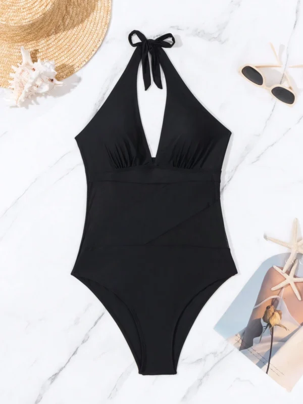 SHEIN Swim Maillot bain col V maille halter – Image 8