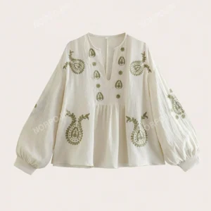 Blouse à manches lanternes et volant