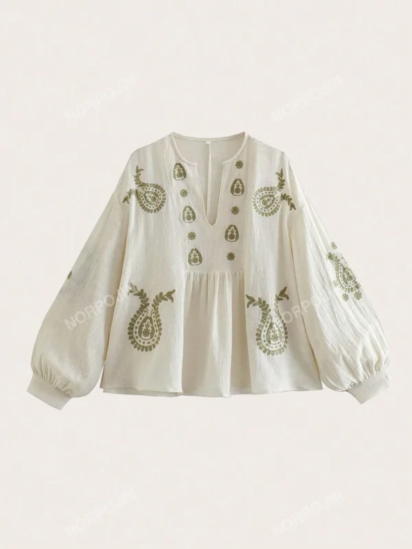 Blouse à manches lanternes et volant
