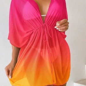 SHEIN Swim KimonoDégradé cordonTulle