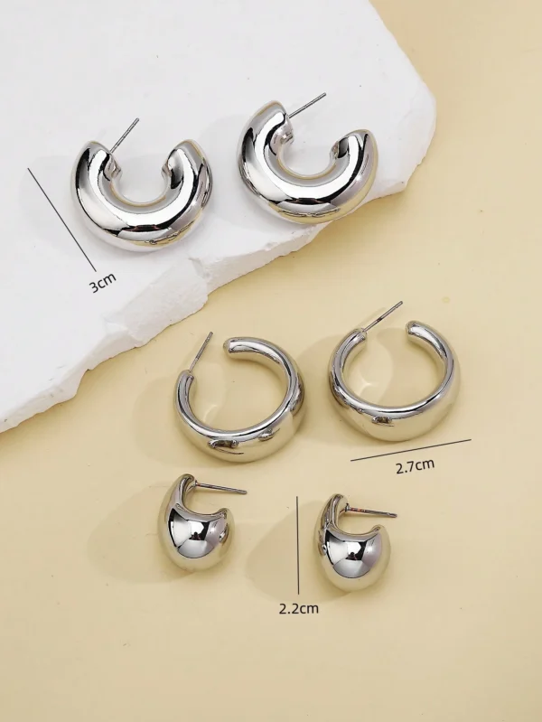 Ensemble De 6 Boucles D'oreilles En Forme De C – Image 7