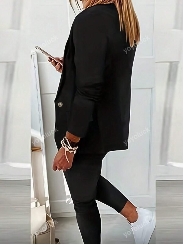 Ensemble veste pantalon couleur unieDécontracté – Image 2