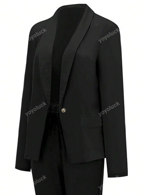 Ensemble veste pantalon couleur unieDécontracté – Image 3
