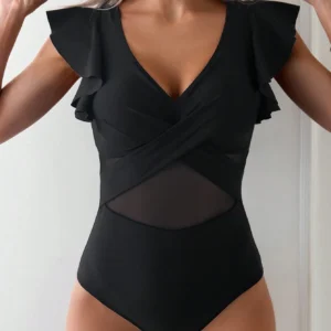 SHEIN Swim Maillot bain manches courtes uni