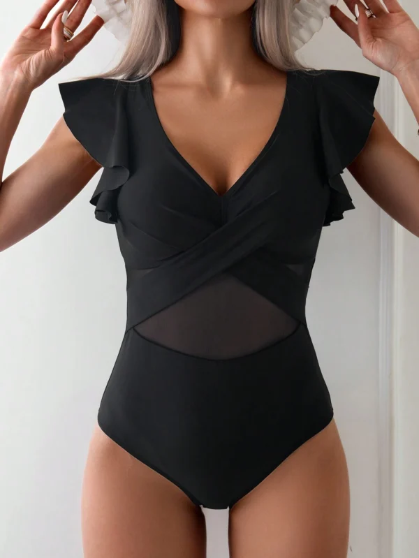 SHEIN Swim Maillot bain manches courtes uni